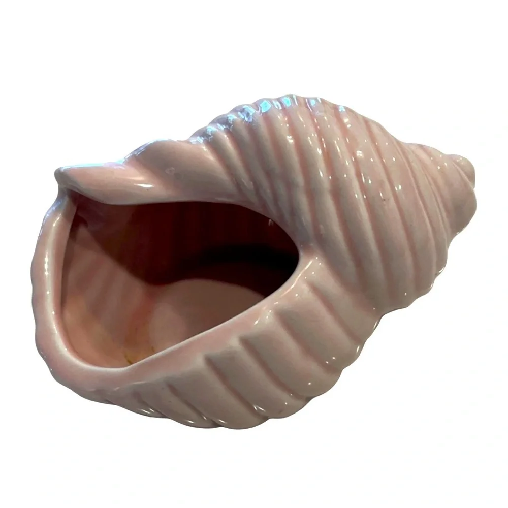Pink Ceramic Conch Shell Accent